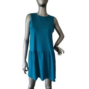 Eileen Fisher Fine Tencel Stretch Jersey Drop Waist Mini Dress Petite Small